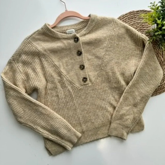 A.N.A Beige Henley Oversized Knit Sweater‎ Size XS - Picture 10 of 10